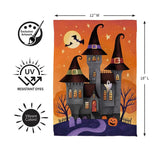 Haunted House Nighttime Suede Garden Flag