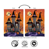 Haunted House Nighttime Suede Garden Flag