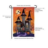 Haunted House Nighttime Suede Garden Flag