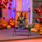 Haunted House Nighttime Suede Garden Flag