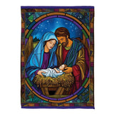 Stained Glass Holy Night Suede Garden Flag