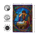 Stained Glass Holy Night Suede Garden Flag