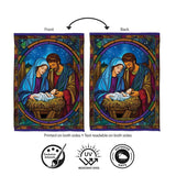 Stained Glass Holy Night Suede Garden Flag