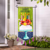 Floral Happy Birthday Cake Everlasting Impression Garden Flag