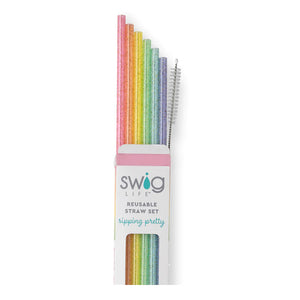 Swig Life Rainbow Glitter Reusable Straw Set