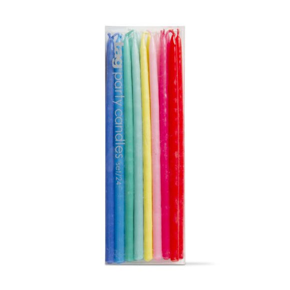 Mini Taper Party Candles Assorted Colors 24ct