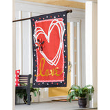 Scattered Hearts and Bow House Burlap Flag
