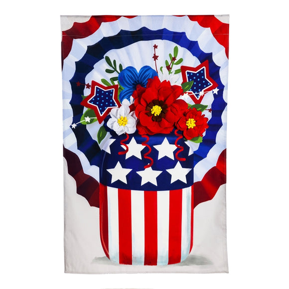 House Flag Stars & Stripes Mason Jar Bouquet Linen