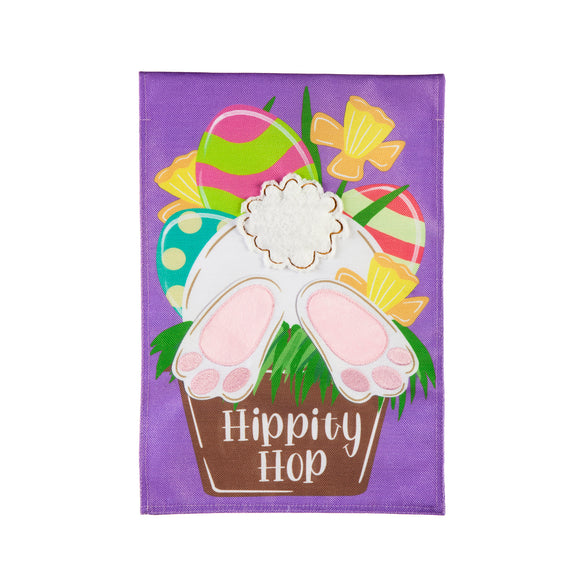 Hippity Hop Bunny Garden Burlap Flag