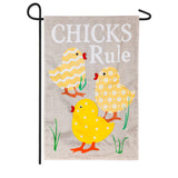 Chicks Rule Garden Burlap Flag