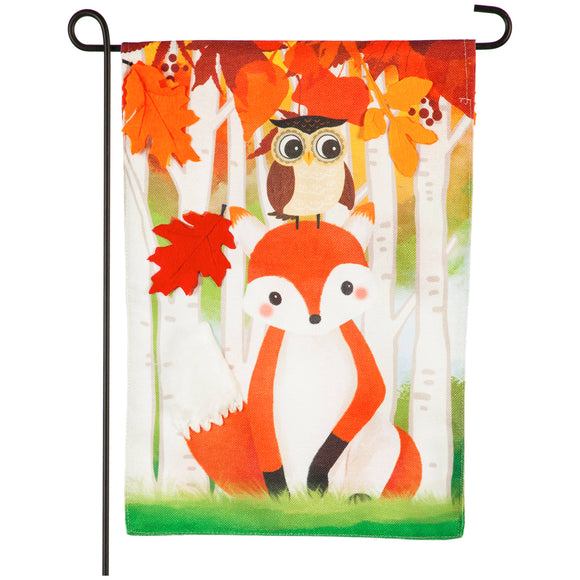 Garden Flag Whimsical Fall Fox Burlap