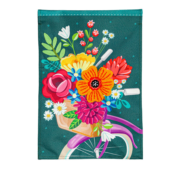 Springtime Bicycle Garden Linen Flag