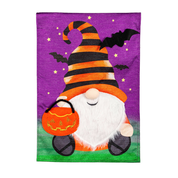 Halloween Gnome Garden Shimmer Linen Flag