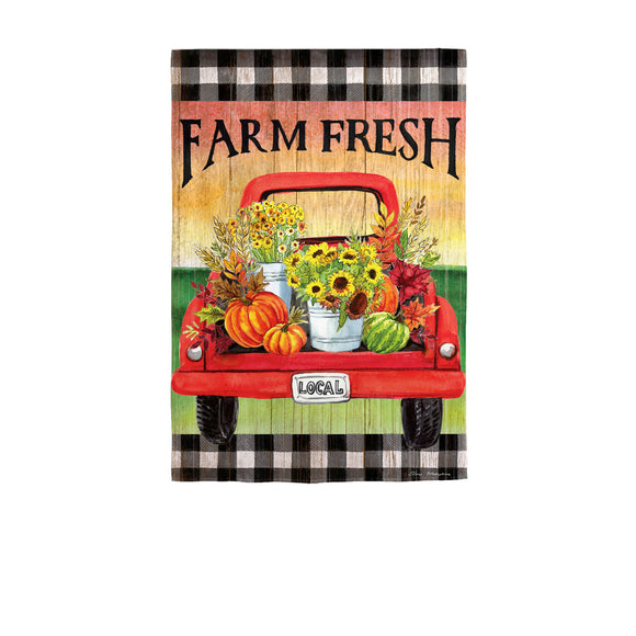 Farm Fresh Flower Truck Garden Suede Flag