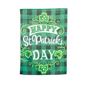 St. Patrick's Day Green Check Garden Suede Flag