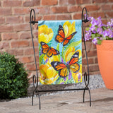 Tulip and Butterfly Garden Suede Flag