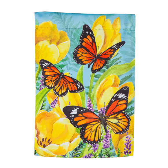 Tulip and Butterfly Garden Suede Flag