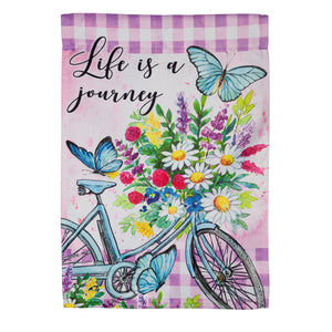 Life is a Journey Bicycle Garden Suede Flag