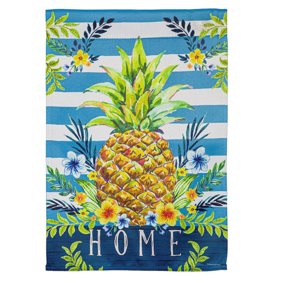 Stripes and Spring Pineapple Garden Suede Flag