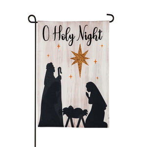 Nativity Silhouette Garden Linen Flag
