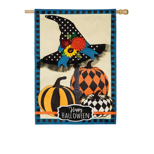 House Flag Witch Hat and Pumpkins Applique