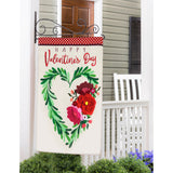 House Flag Valentine's Floral Heart Wreath Applique