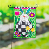 Peeping Bunny Garden Applique Flag