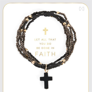 Faithfully Cross Stretch Bracelet