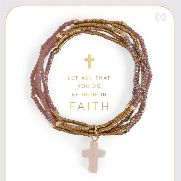 Faithfully Cross Stretch Bracelet
