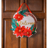 Poinsettia Welcome Wreath Door Decor