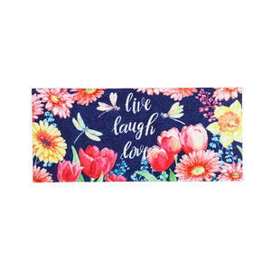 Live Laugh Love Flowers and Dragonfly Sassafras Switch Mat