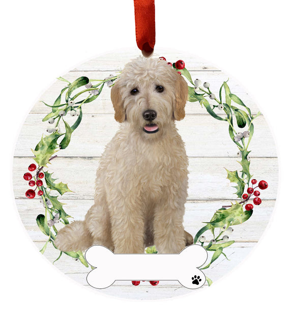 Ceramic Wreath Ornament Goldendoodle Full Body
