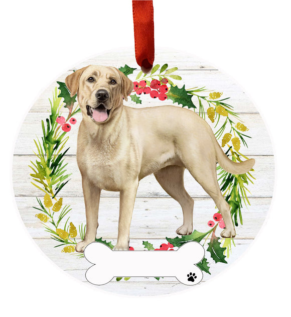 Ceramic Wreath Ornament Labrador Yellow Full Body
