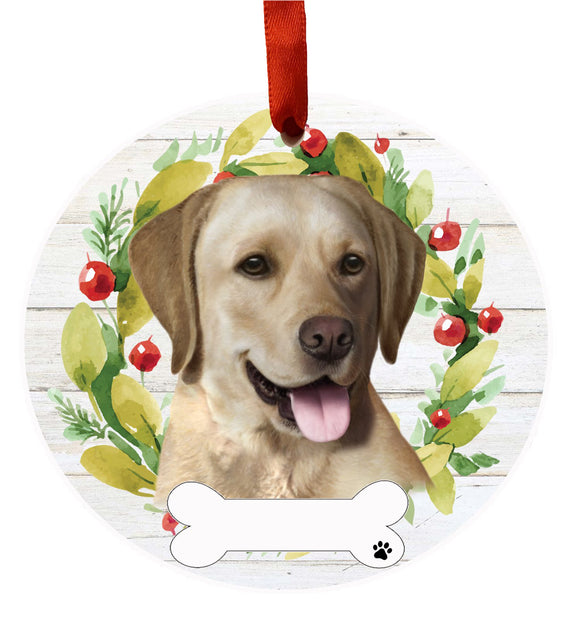 Ceramic Wreath Ornament Labrador Yellow