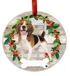 Ceramic Wreath Ornament Beagle Full Body