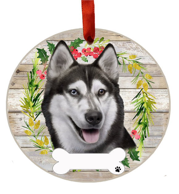 Ceramic Wreath Ornament Siberian Husky