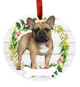 Ceramic Wreath Ornament French Bulldog Full Body