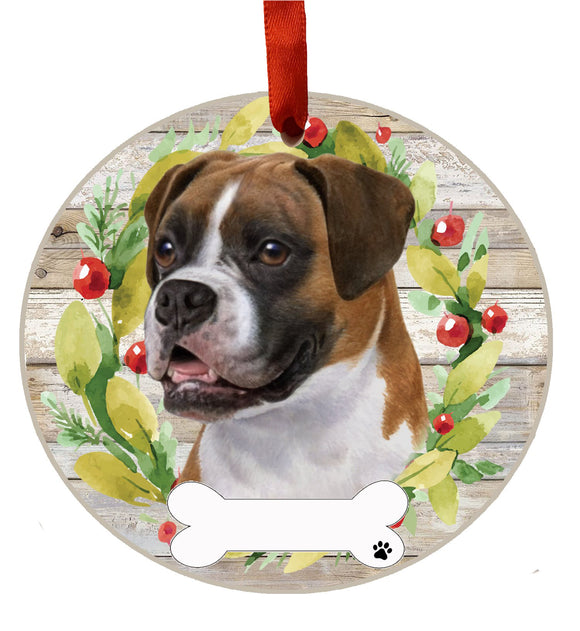 Ceramic Wreath Ornament Boxer