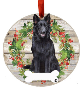 Ceramic Wreath Ornament German Shepherd Black