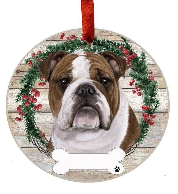 Ceramic Wreath Ornament Bulldog