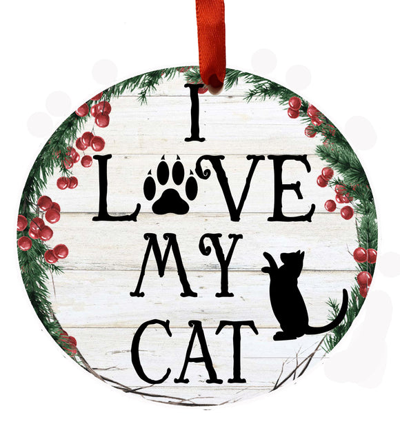 Ceramic Wreath Ornament I Love My Cat