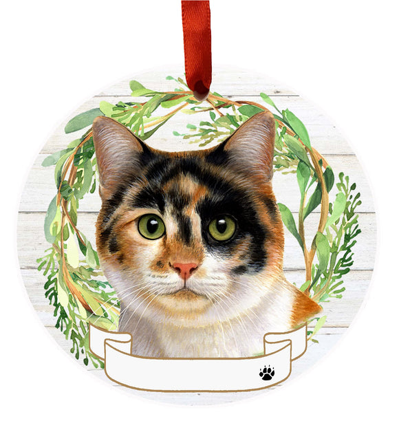 Ceramic Wreath Ornament Calico Cat