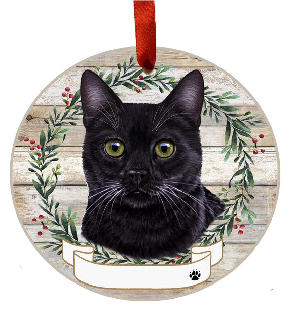 Ceramic Wreath Ornament Black Cat