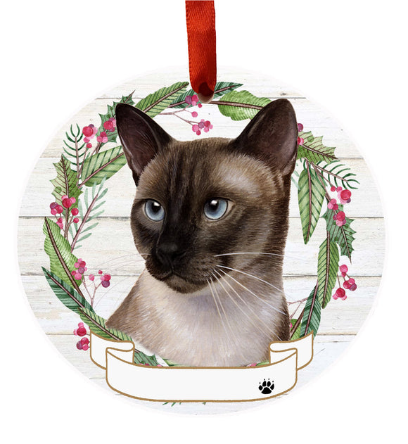 Ceramic Wreath Ornament Siamese Cat