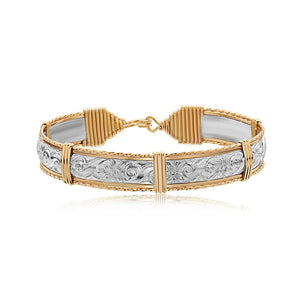 Angelina Bracelet Silver Bar/Gold Stripe