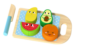 8" Wooden Fruit Cutting Board Play Set