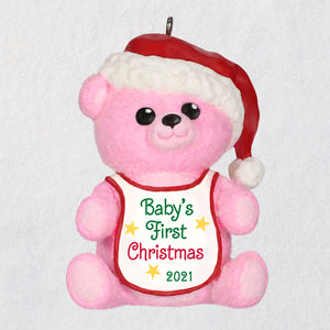 Hallmark Baby Girl's First Christmas Pink Bear 2021 Ornament