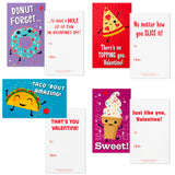 Hallmark Punny Foods Kids Classroom Valentines Set With Cards, Stickers and Mailbox