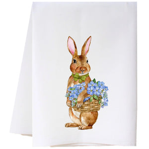 Bunny & Flower Basket Flour Sack Towel