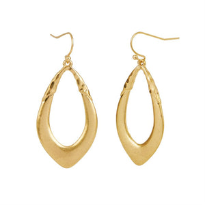 Gold Oval Drop Dangle Earrings